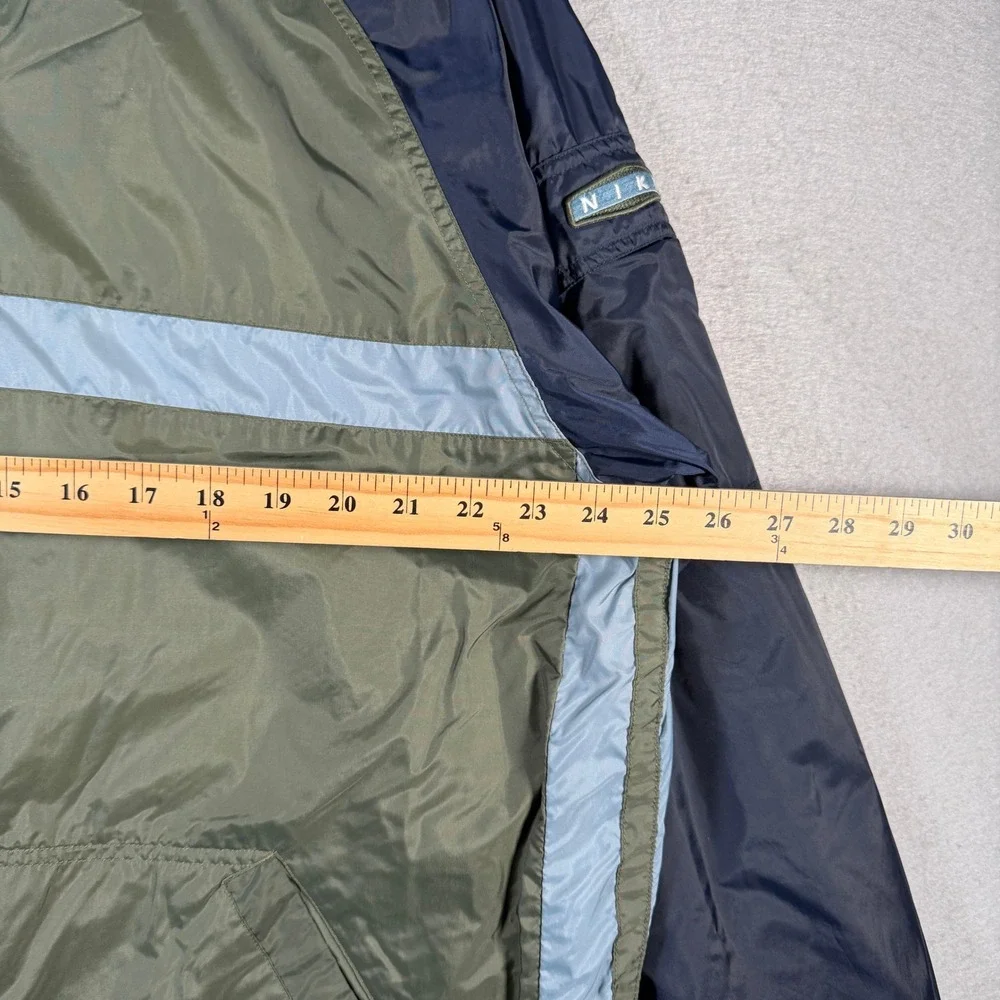Vintage Nike Windbreaker Jacket‎ Hooded Olive Navy Blue Athletic Mens XL Wind